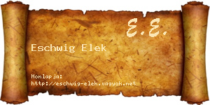 Eschwig Elek névjegykártya